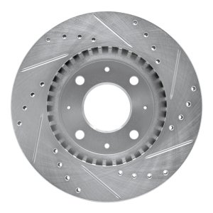 Kia Spectra5 Brake Rotor (1) - Front Left - R1 Concepts - Drilled & Slotted - Silver - `04-`09